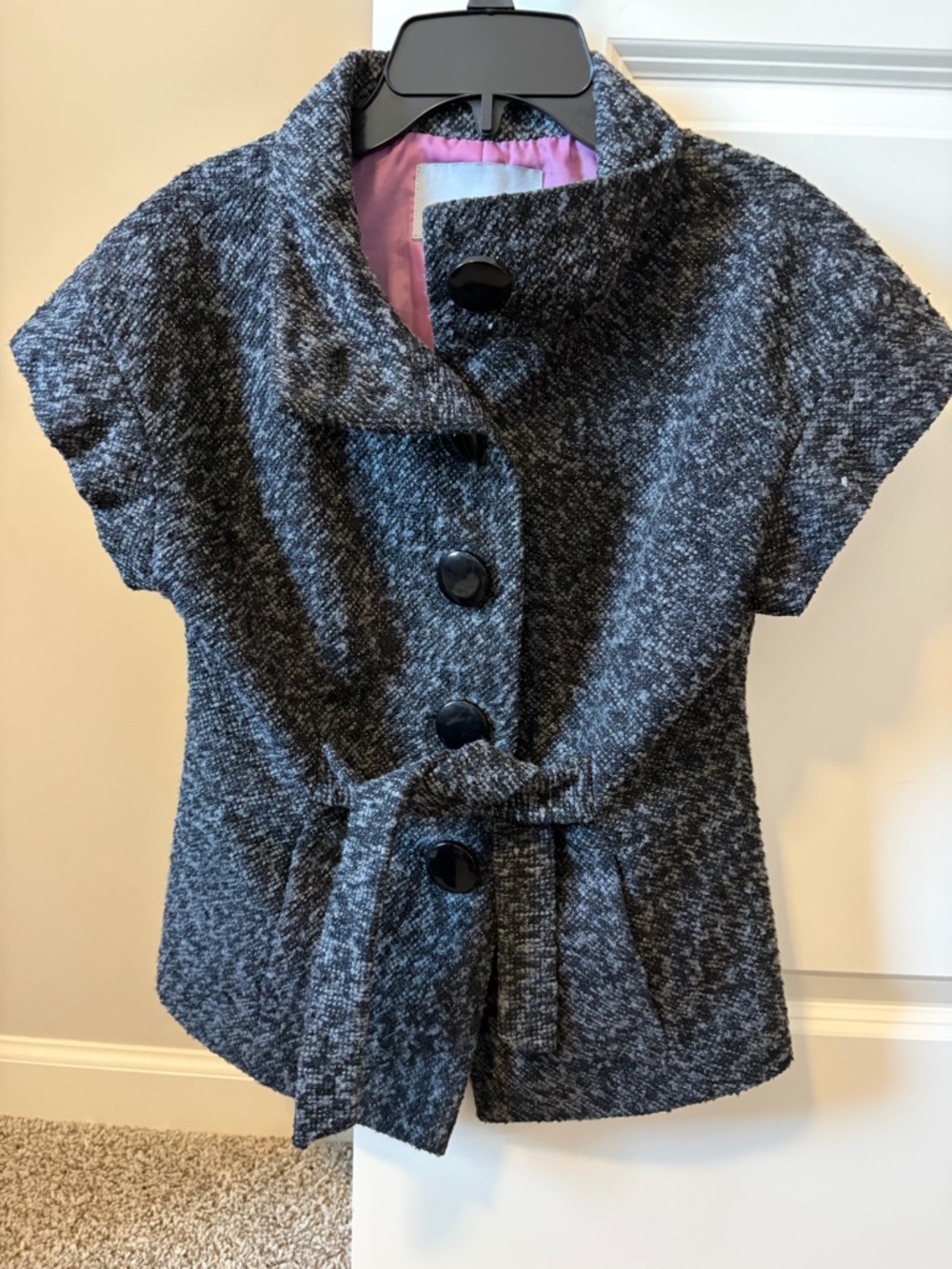 Tabitha - Gray Short-Sleeve Belted Jacket - Size S